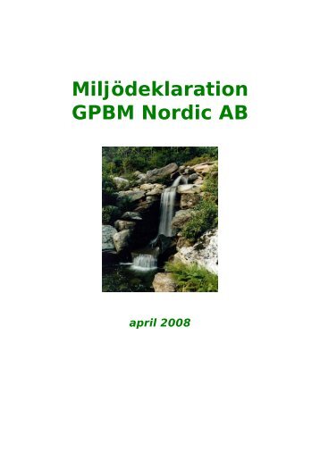 Miljödeklaration GPBM Nordic AB - Batterier laddningsbara batterier ...