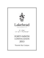 Thunder Bay Campus Convocation Program - Lakehead University