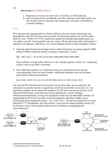 1 C4. Adressering (§5.2 behalve §5.2.5) a. Bespreek de structuur en ...