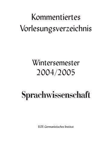 Sprachwissenschaft - ELTE BTK Germanisztikai Intézet - Eötvös ...