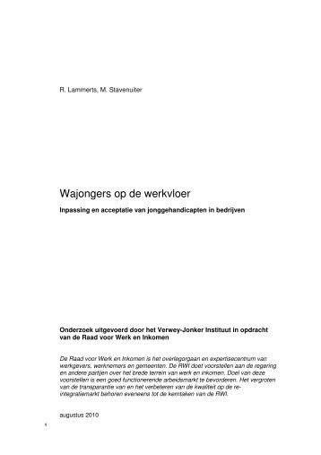 Wajongers op de werkvloer - Raad voor Werk en Inkomen