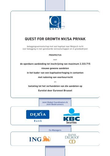 QUEST FOR GROWTH NV/SA PRIVAK - ING Belgium