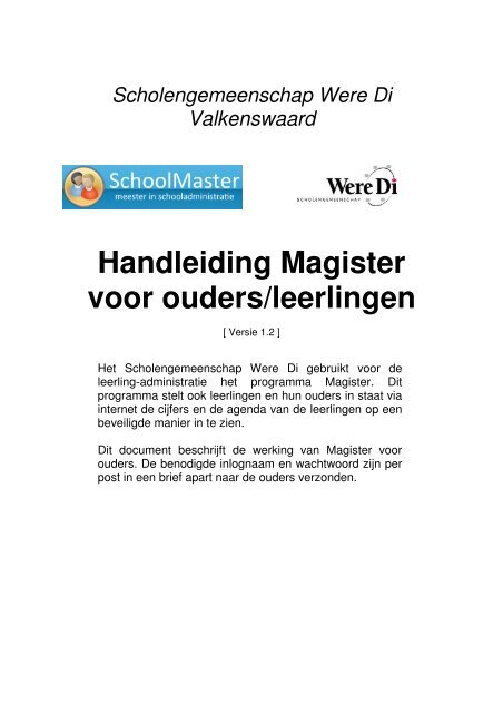 Handleiding Magister voor ouders/leerlingen - Were Di