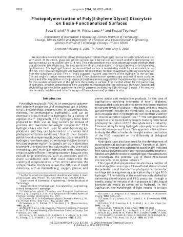 Photopolymerization of Poly(Ethylene Glycol) Diacrylate on Eosin ...