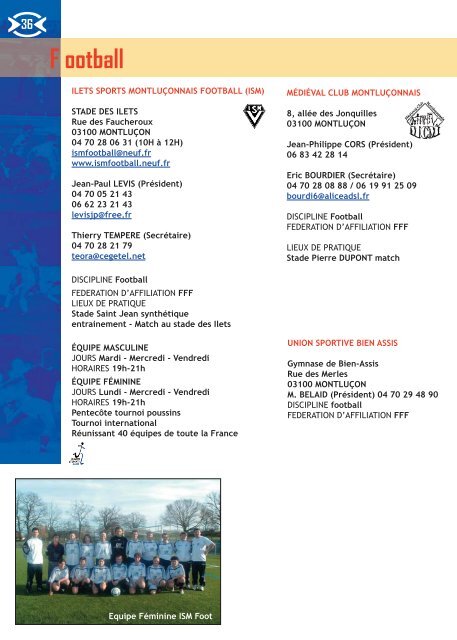 Brochure 10/11:OMS - Office Montluçonnais du Sport