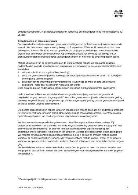 Over de grens - rapport - Movisie