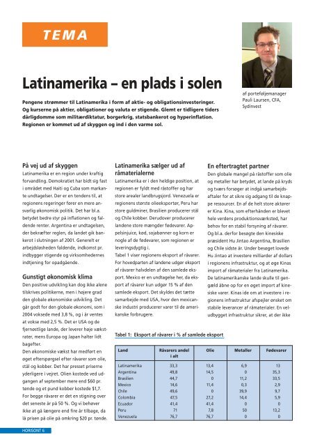 Latinamerika - Investeringsforeningen Sydinvest International