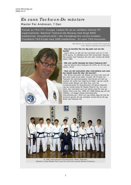 Master Per Andresen - Swedish ITF Taekwon-Do Association