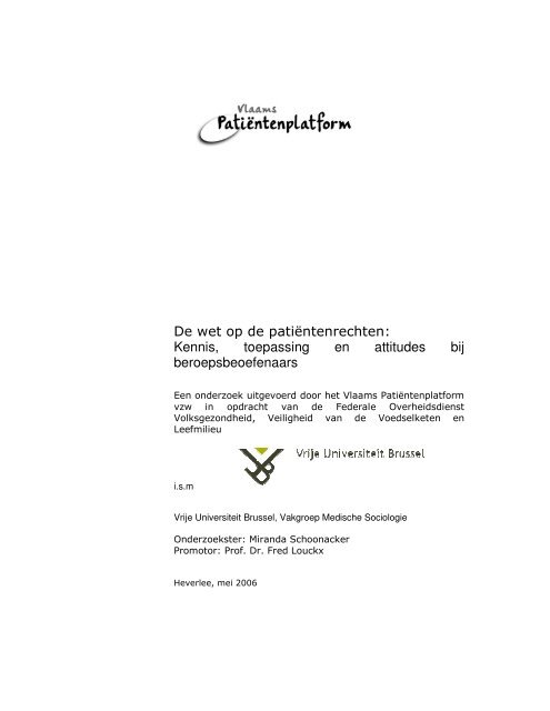 De wet op de patiëntenrechten: Kennis, toepassing en attitudes bij ...