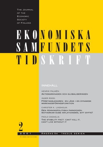Nummer 2/2001 - Ekonomiska Samfundets tidsskrift