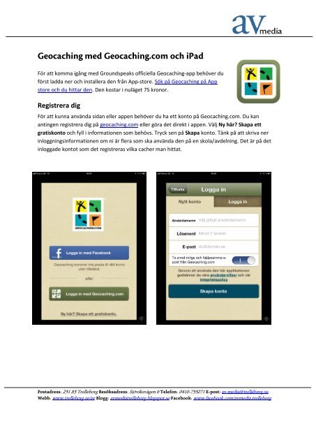 Geocaching med Geocaching.com och iPad (PDF-dokument, 1,0 MB)