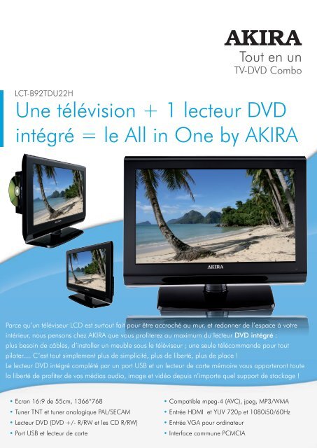 Une télévision + 1 lecteur DVD intégré = le All in One  - Akira Europe