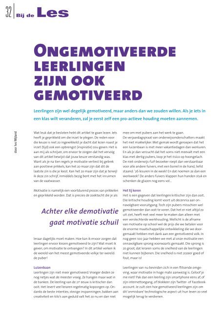 Ongemotiveerde leerlingen zijn ook gemotiveerd - Ortho Consult, de ...