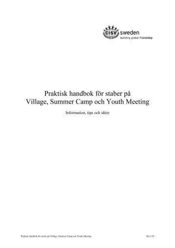 Praktisk handbok för projektledare på Youth Meeting - Cisv