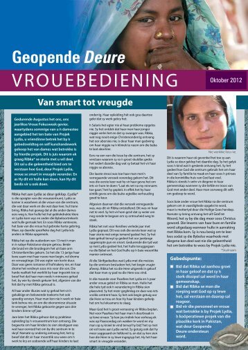 Vrouebediening Oktober Nuusbrief - Open Doors