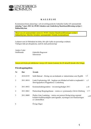 Pu kallelse 2011-03-07.pdf - Lindesbergs Kommun