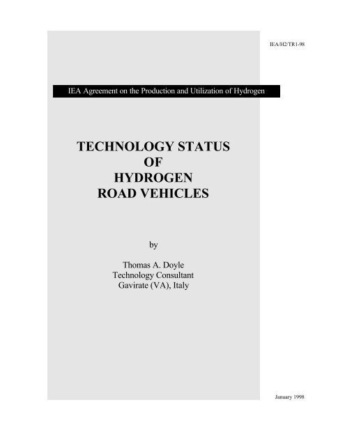 Technology Status of Hydrogen Road Vehicles