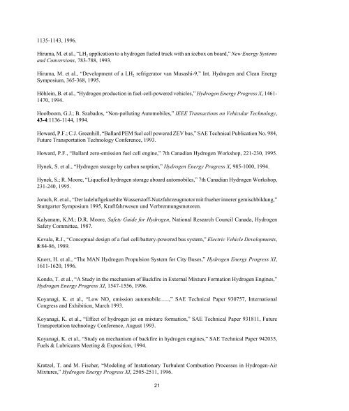 Technology Status of Hydrogen Road Vehicles