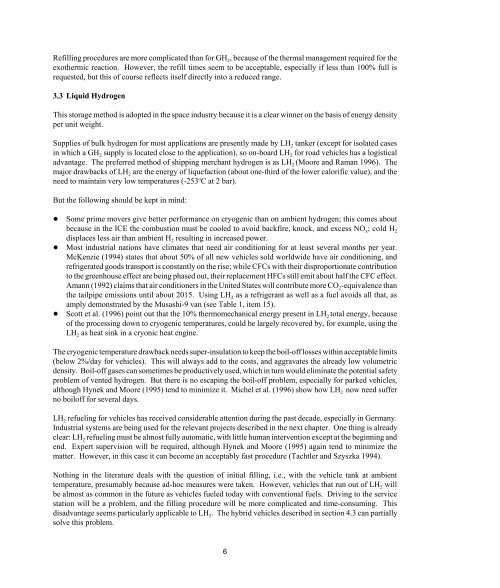 Technology Status of Hydrogen Road Vehicles