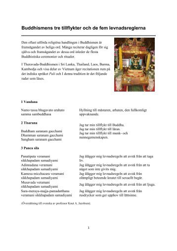 Buddhismens 3 tillflykter och de 5 levnadsreglerna - BuddhismInfo.se