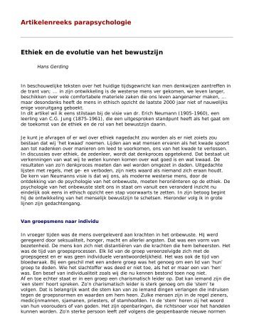 Ethiek en de evolutie van het bewustzijn - Parapsychologie in ...