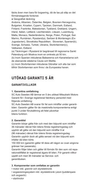 Villkor för garanti (pdf) - Mitsubishi