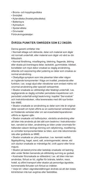 Villkor för garanti (pdf) - Mitsubishi