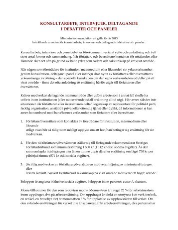 KONSULTARBETE & INTERVJUER - Sveriges Författarförbund