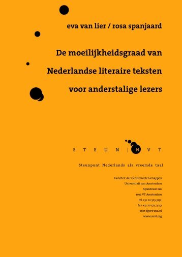 De moeilijkheidsgraad van Nederlandse literaire teksten voor ...