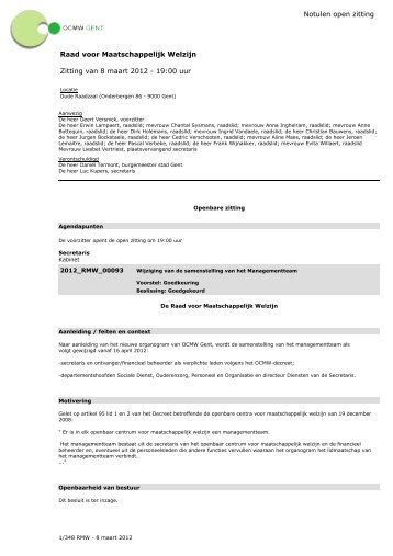 Notulen Raad 8 maart 2012 - OCMW Gent