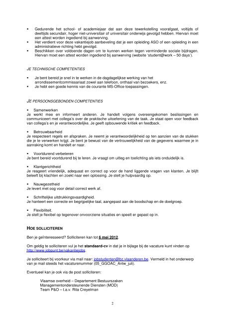 jobstudent administratief ondersteuner (m/v) - Jobpunt Vlaanderen