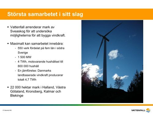 Vattenfall och Sveaskog samarbetar om vindkraft