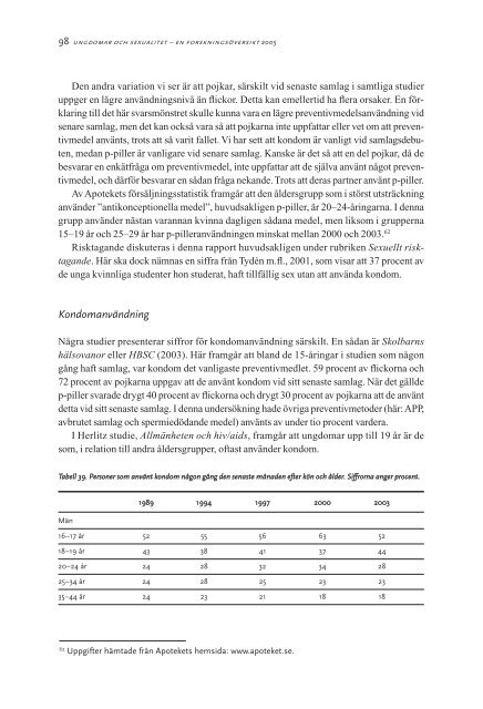 Ungdomar och sexualitet - Statens folkhälsoinstitut