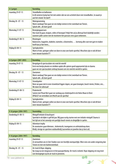 De "activiteitengids zomer 2013" - Gemeente glabbeek