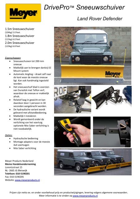 Folder Landrover Defender sneeuwschuiver - Meyer Products