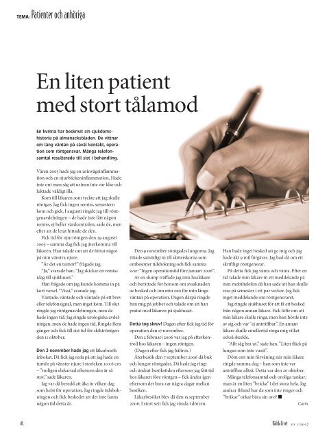 Rädda Livet nr 1, 2007 (PDF, 3 MB) - Cancerfonden