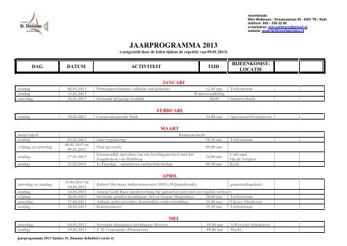 jaarprogramma 2013 - Fanfare st. Donatus Grijzegrubben