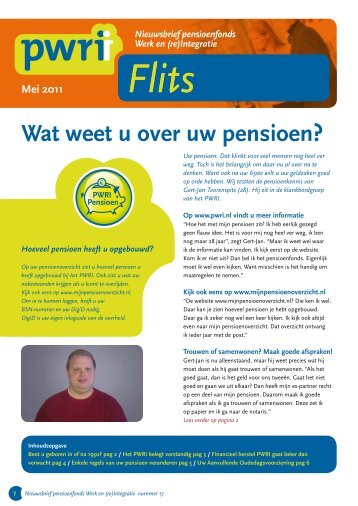 PWRI Flits mei 2011 - Stichting Pensioenfonds Werk en (re)Integratie