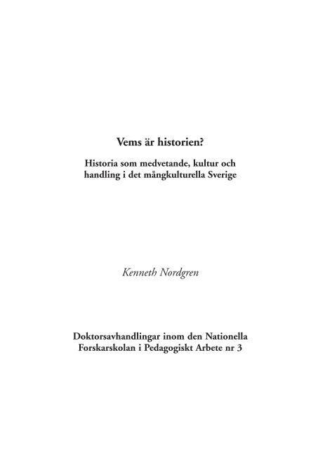 Vems är historien? - Juridiska institutionen - Umeå universitet