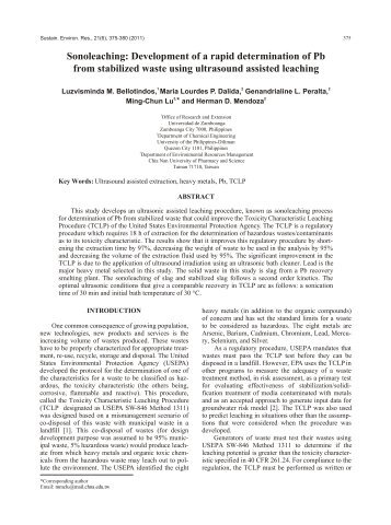 Sonoleaching: Development of a rapid determination of Pb ... - SER