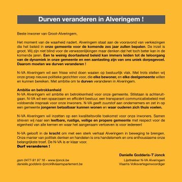 Durven veranderen in Alveringem ! - Godderis-T'Jonck, Danielle