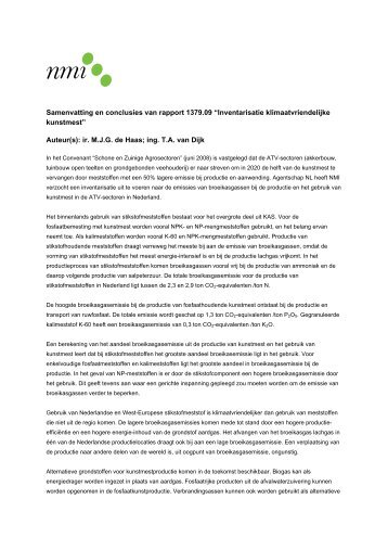 Samenvatting en conclusies van rapport 1379.09 ... - NMI