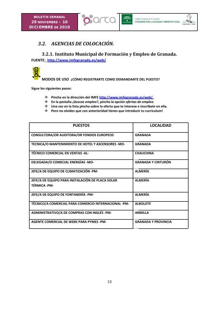 BOLETIN SEMANAL JOVEN - Comarca de Guadix