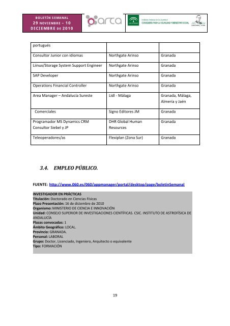 BOLETIN SEMANAL JOVEN - Comarca de Guadix