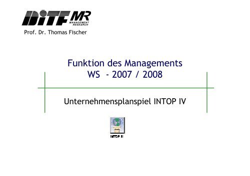 Vorlesung INTOP 2007 - INTOP IV