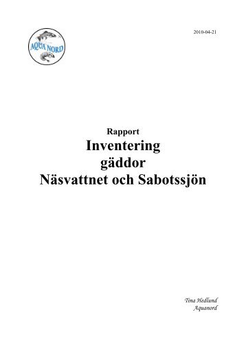 Inventering gäddor Näsvattnet och Sabotssjön