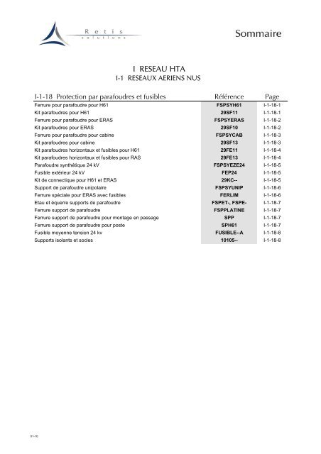 I-1-1 Armements pour lignes rigides