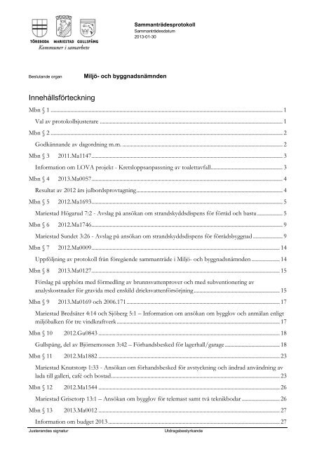 Miljö- och byggnadsnämnden protokoll 2013-01-30.pdf - Gullspångs ...