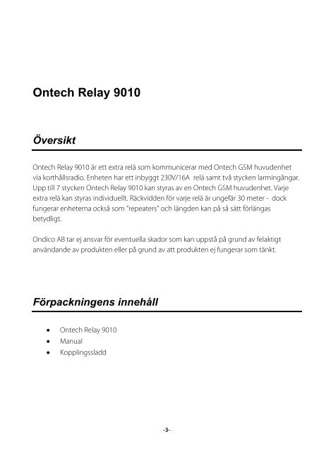 Ontech Relay 9010
