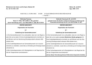 Synopse zur Feuerwehrverordnung - und Katastrophenschutzschule ...